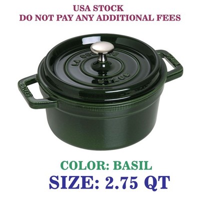 2.75 qt, Round, Dutch Oven, Basil, Exceptional Heat-Retention Qualities, New