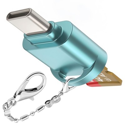 USB C Micro SD Card Reader Type-C Keychain for Android Phone Camera Laptop Bule