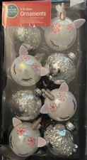 The Winter Wonder Lane Unicorn Silver Glass Christmas Ornaments 8 Pack