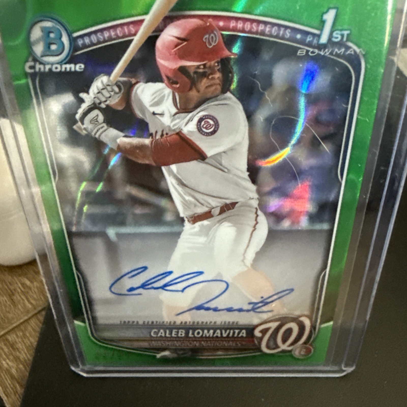 Caleb Lomavita 2025 Bowman 1st Chrome AUTO Green Refractor 66/99