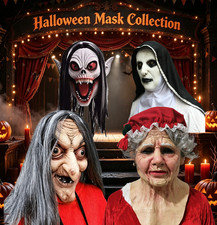 Realistic Full Head Latex Halloween Mask Witch Nun Vampire Mrs Santa Adult Cospl