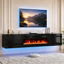 80'' Floating TV Stand with 40" Electric Fireplace, Wall Mounted Entertainment C