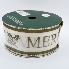 Holiday Inspirations MERRY CHRISTMAS Wired Ribbon 2.5" x 100' Never Used