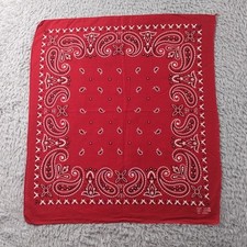 VTG Fast Color Bandana Men Handkerchief Red 17x15 Narrow Loom Selvedge Flower