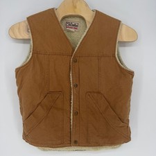 Vintage Walls Blizzard-Pruf Mens Large Brown Duck Canvas Sherpa Lined Vest USA