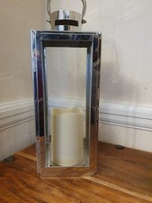 Small Chrome Steel Decorative Floor/Table Top Lantern With Handle