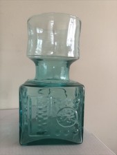 Dartington Kingfisher Blue Art Glass Frank Thrower Geometric Vase Square