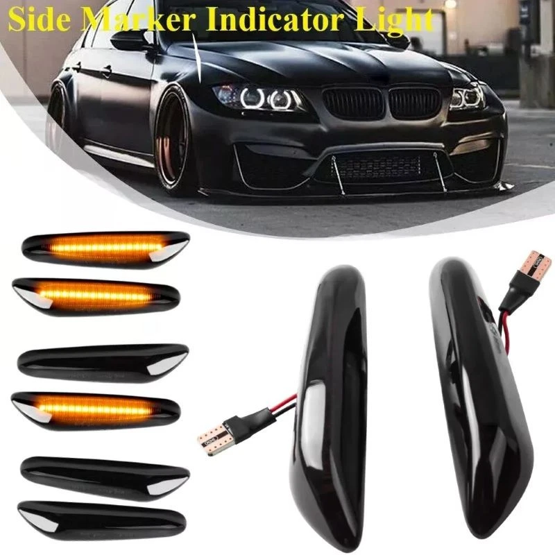 2PC For BMW 328i Smoked LED Fender Side Marker Light Sequential Turn Signal Lamp Foto 2 de 4