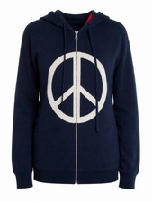 Victor Alfaro Peace Sign Revolution Zip Up Hoodie Sweatshirt Navy Blue Small