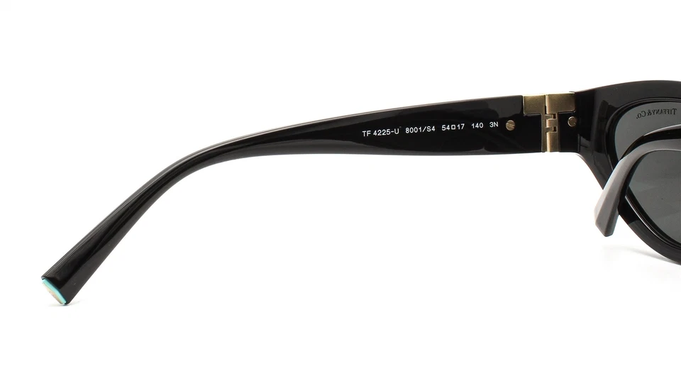 Tiffany & Co Sunglasses TF4225U 8001/S4 Gloss Black Gray Pale Gold Logo w/case - Image 4 of 4