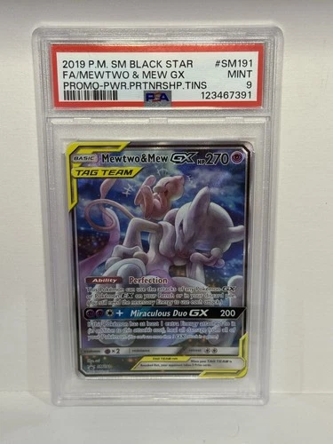 Pokémon 2019 Mewtwo & Mew GX #SM191 PSA 9 Black Star Full Art Promo