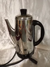 General Electric Stainless Steel 12-Cup Lock-Lid Percolator Coffee Pot Vtg~Teste