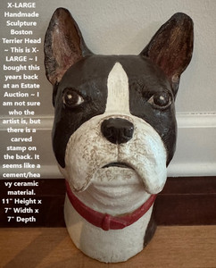XL-Vintage Handmade Boston Terrier Head Study (HEAVY) ~ ESTATE AUCTION ~