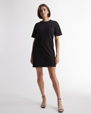 Quince 100% Organic Cotton Relaxed T-Shirt Dress Black Basic Sleeved M