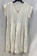 Lou & Grey Loft Women's Dress White NWT Tiered V-Neck Linen Size XS