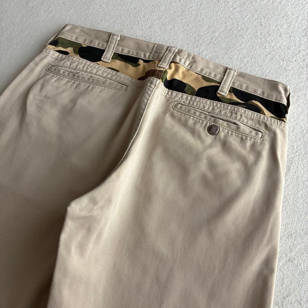 A BATHING APE Cotton Chino Pants Straight Beige S Waist 76cm BA0226212 thumbnail 4