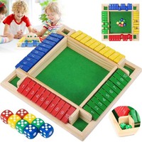 4 Spieler Shut The Box WüRfelspiel Mehrfarbiges Klappenspiel Aus Holz Set