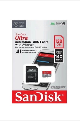 50x SanDisk 128GB microSD Ultra A1 140MB/s Class10 UHS-/+SD Adapter NEU OVP