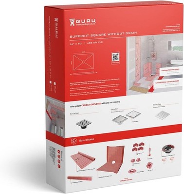 Guru 36''x60'' PVC Off-Center No Drain Shower System