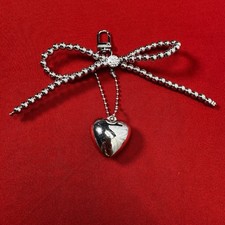 Lovely Bead Bowknot Heart Keychain Pendant Backpack Decoration Charm Jewelry