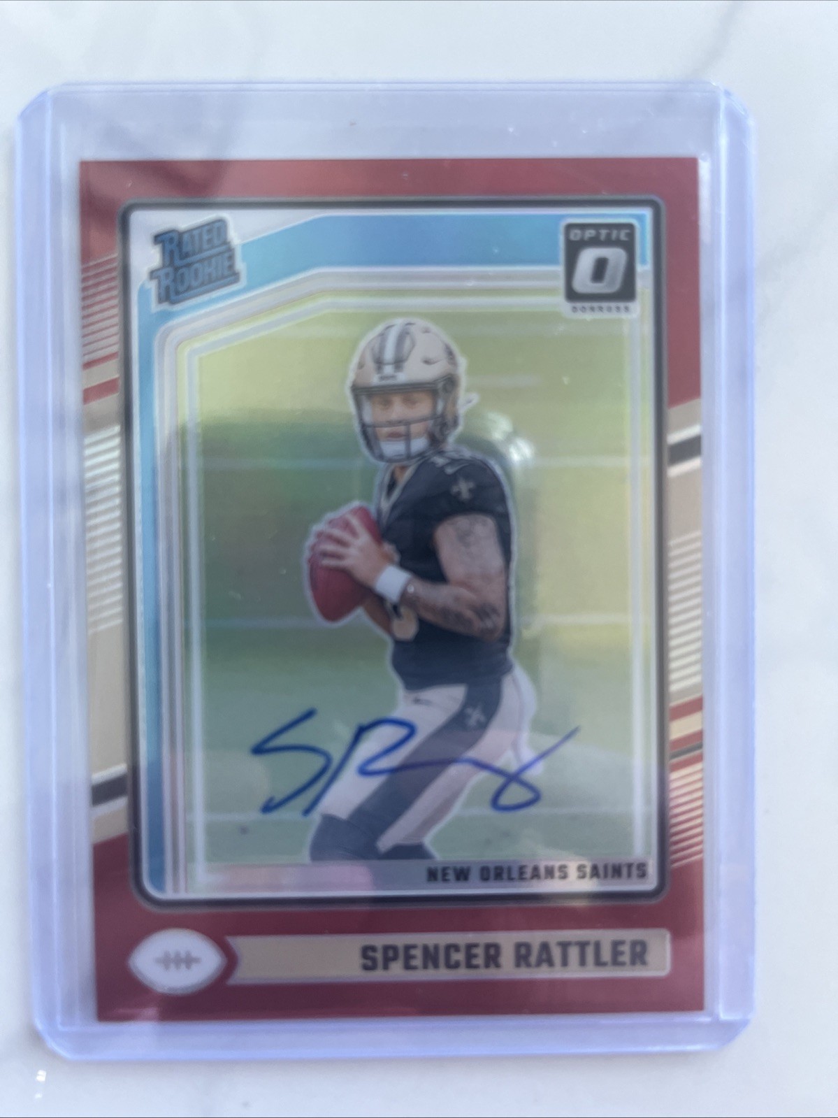 2024 Spencer Rattler Panini Donruss Optic - Rated Rookie AUTO #289 Red /75