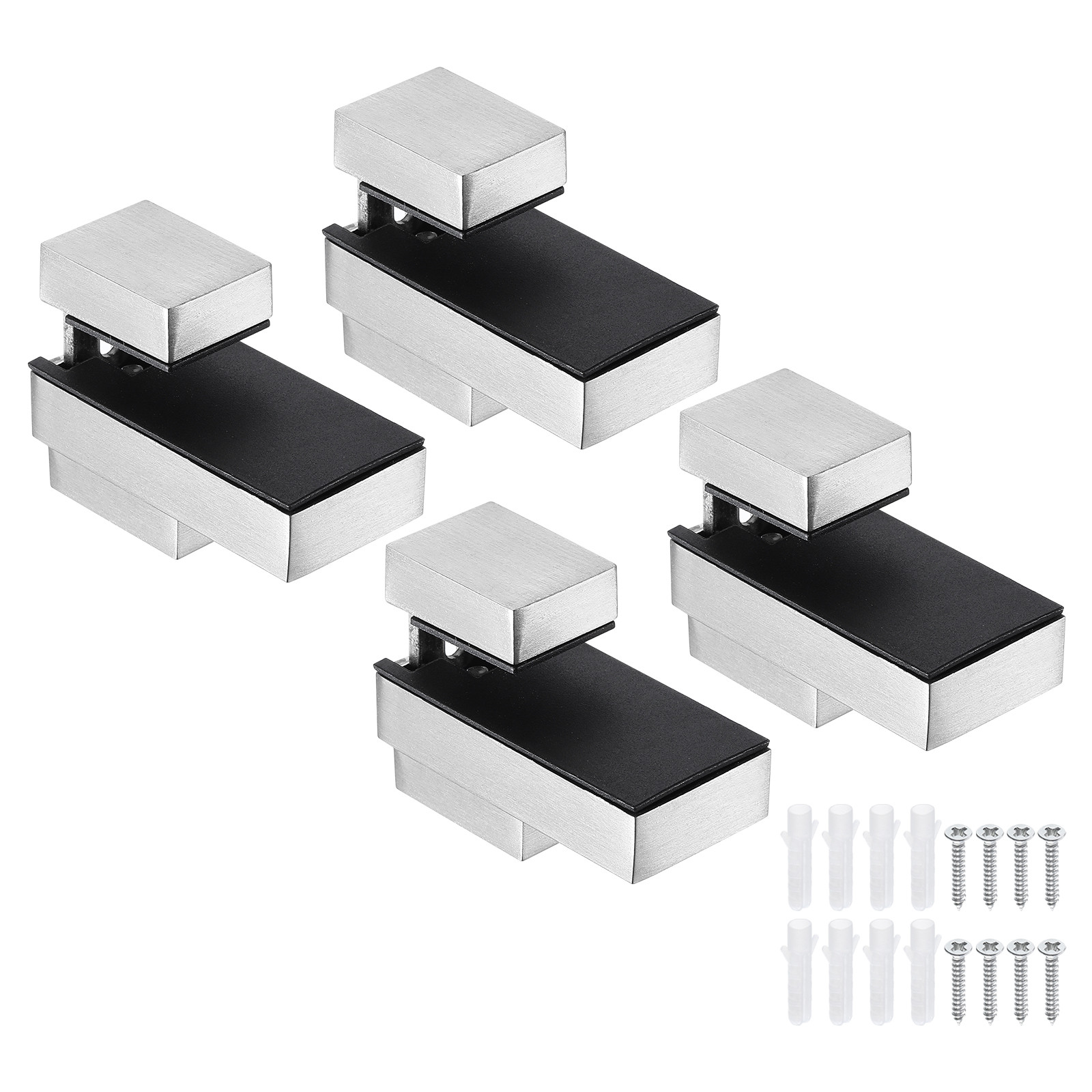 4-Pack Brushed Nickel Glass Shelf Brackets for 0.31-0.71-Inch Shelves