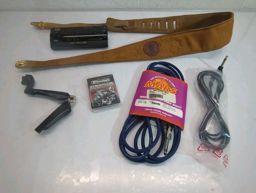 LEVYS LEATHER GUITAR STRAP KORG DT-7 TUNER MARS CORD DUNLOP STRAPLOK PARTS AS IS