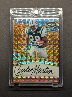 CURTIS MARTIN Auto 2018 Spectra Signatures Neon Orange Gold Mosaic Prizm SSP/5