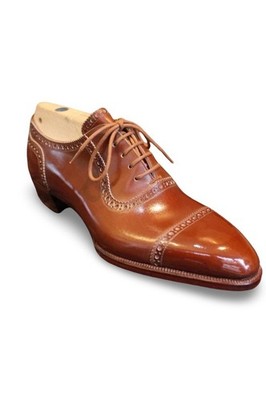 Handmade Brown Genuine Leather Cap Toe Lace Up Oxford Office Dress Shoes For Men