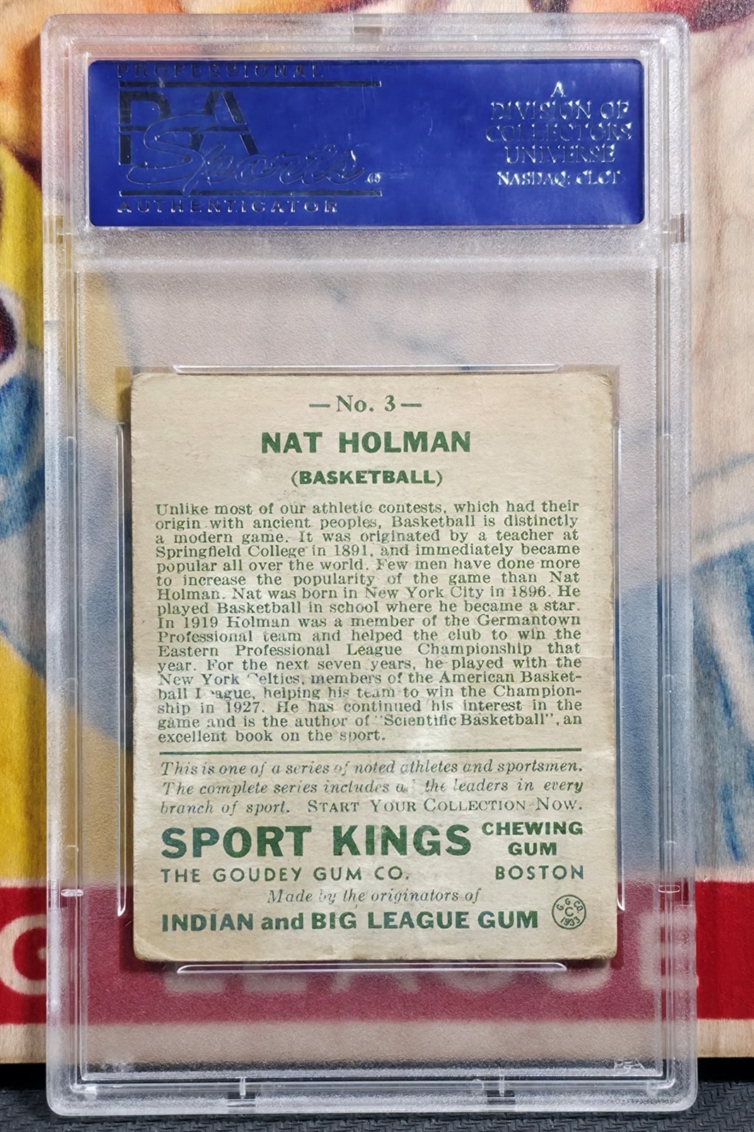 1933 Goudey Gum Sport Kings #3 NAT HOLMAN Basketball PSA 2 CELTICS HOF Prewar view 2
