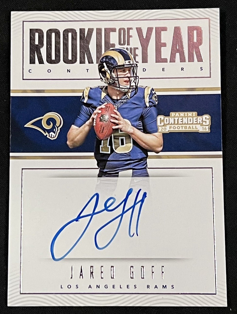 Jared Goff Panini Contenders Rookie of the Year Contenders #12 Autograph