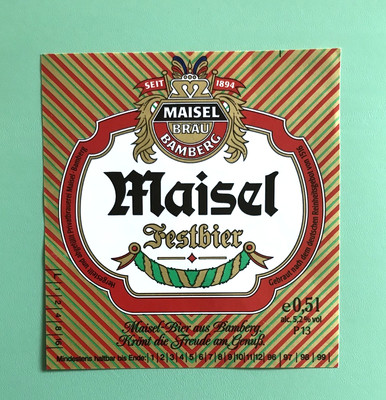 Beer label, brewery MAISEL festival beer, Bamberg/Upper Franconia/BY +2008 #1572#