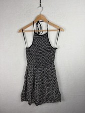 New Look Black & White Ditsy Print Halter Neck Mini Dress Size 8