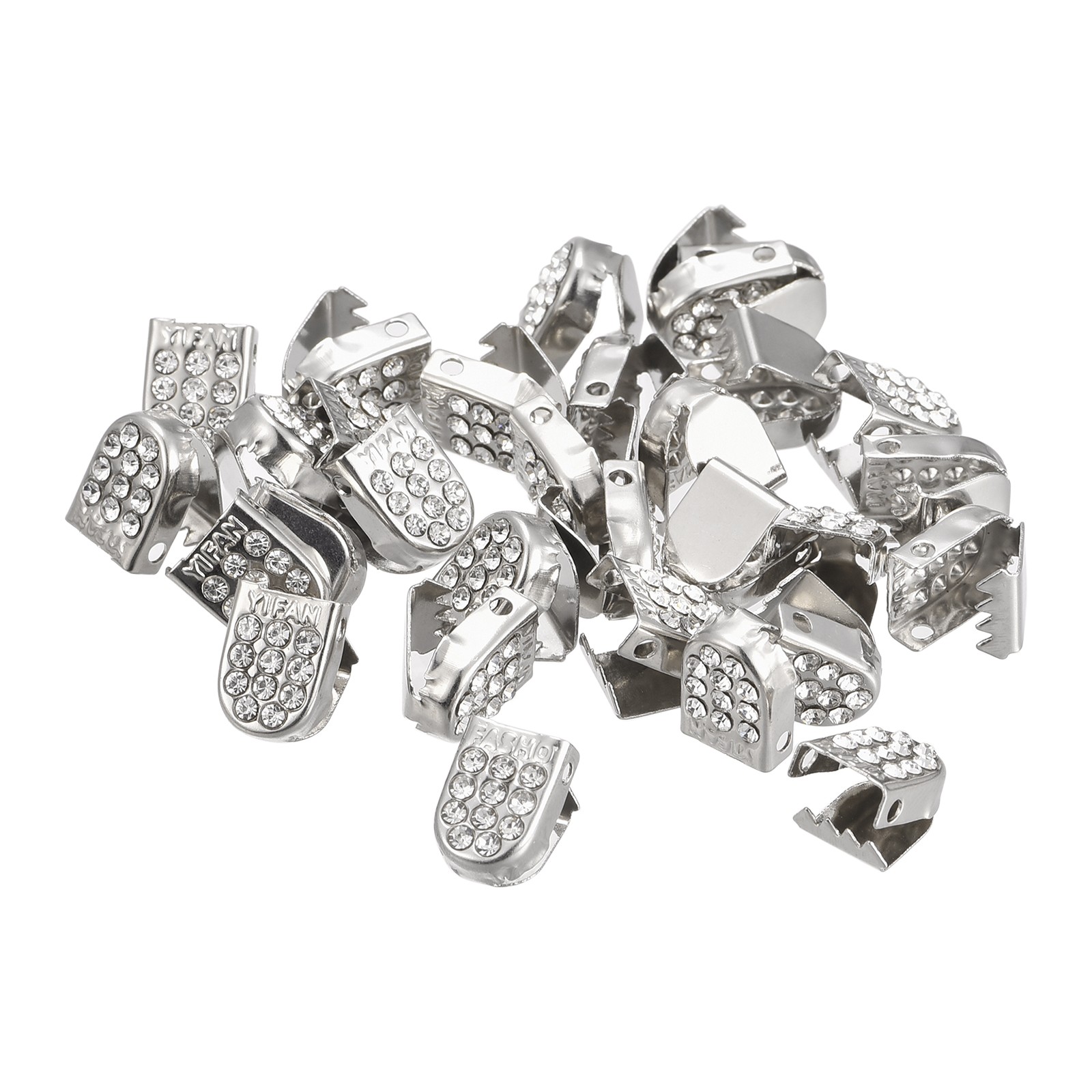 Shoelace End Clips 10x7mm Stainless Steel Shoe Lace Tips Bling Silver 100 Pcs