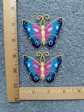 LOT OF 2 COLORFUL BUTTERFLYS IRON ON PATCHES FREE SHIPPING