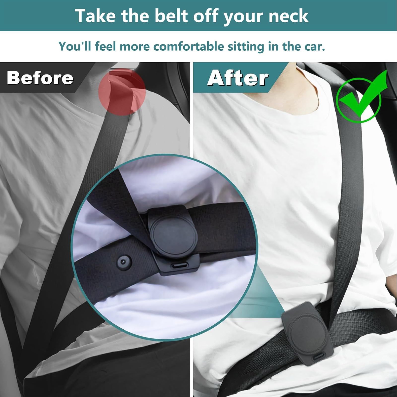 2 Packs Car Seat Belt Clips - Universal Seatbelt Adjuster Clips