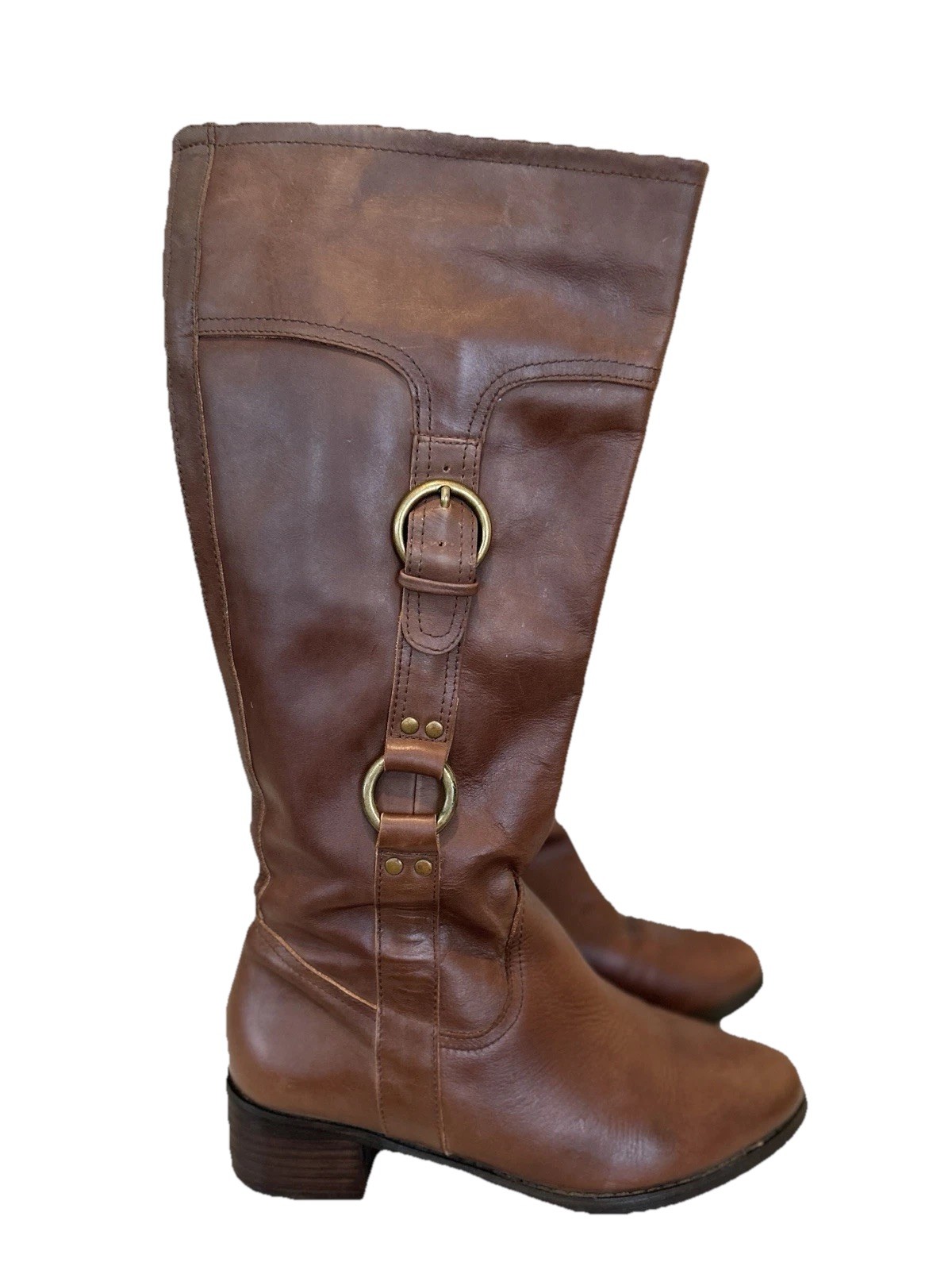 Brown Leather Knee High Riding Boots Size 8.5B By Colin Stuart