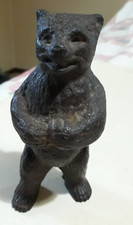 Cast Iron Still Bank Standing Bear - with Slotted Screw 6" Has Coins