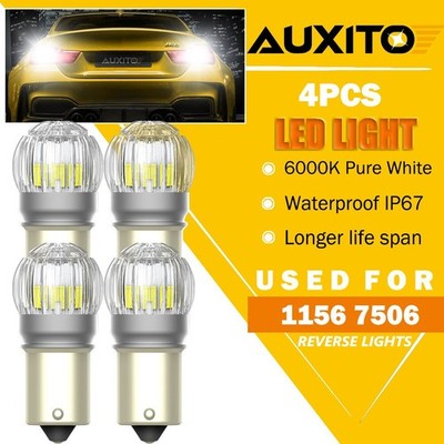 4PCS 1156 7506 Reverse LED Backup Light Error Canbus Free BA15S Bulbs White 6K