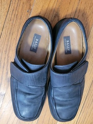 BALLY Astuto-U Monk Strap Shoes Sz. 7 D Switzerland Nubuck Dark Gray Leather