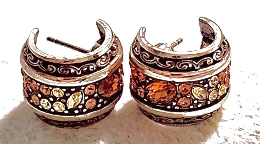 PENDIENTES SLV CRISTAL BRILLANTE VIAJE TOPACIO + TONOS DORADOS CRISTAL SWAROVSKI GD✨VTG Foto 2 de 4