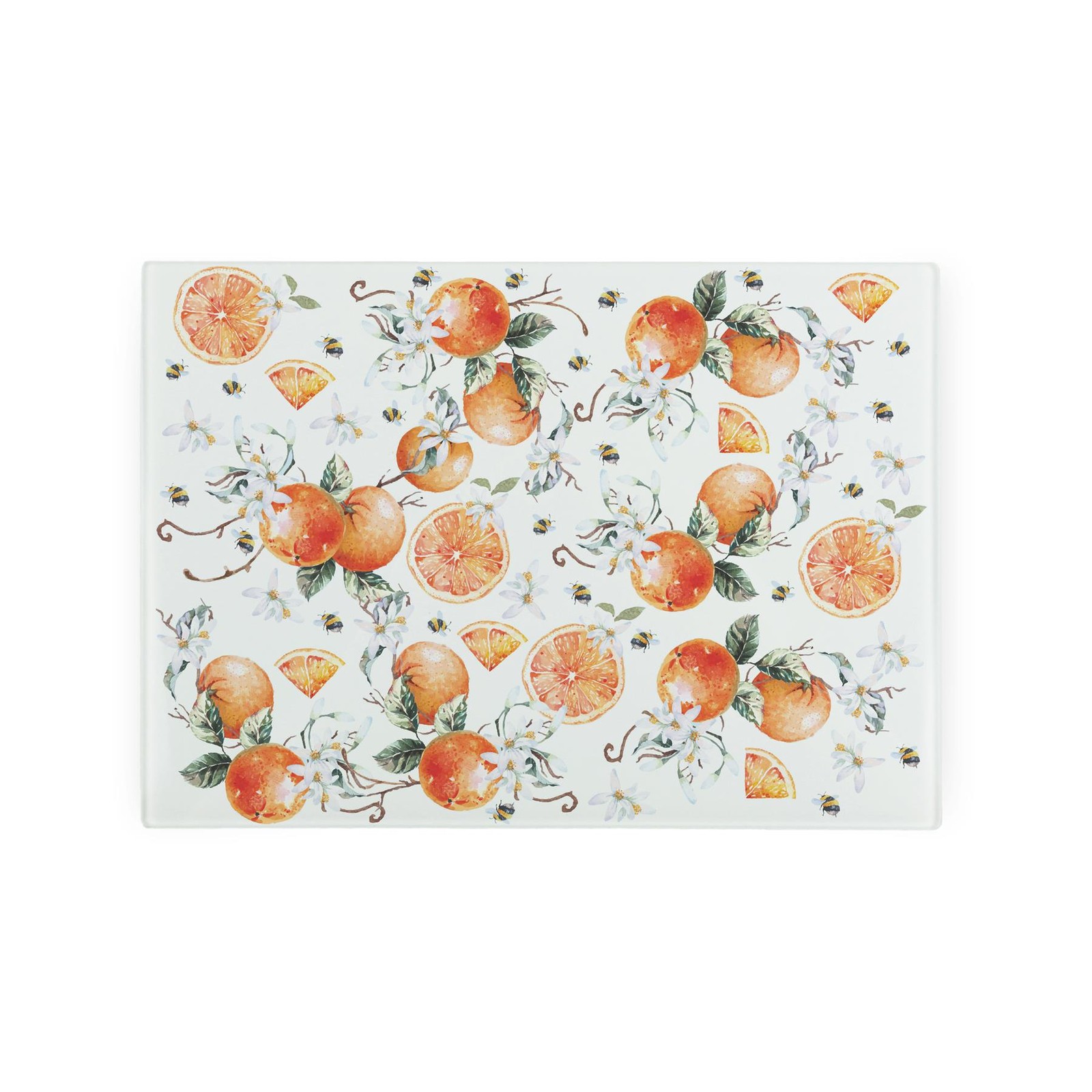 Tangerines Small Rectangle Glass Chopping Board - Worktop Protector Kitchen Gift