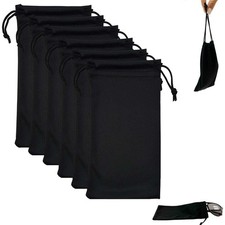 6 Black Microfiber Storage Pouch Bag Case Sun Eyeglasses Glasses Soft Cleaning