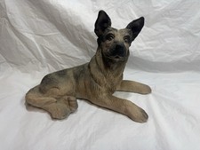 Vintage Homco German Shepherd Figurine Laying Down Large 9x6 Resin Made In USA