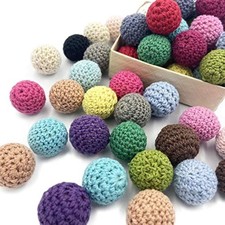 Wooden Cotton Crochet Beads 16mm 50pc Mix Color Small, 16mm-Mix