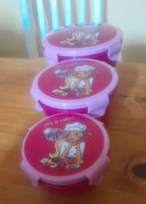 "3pc Barbie Food Container Set Nesting Storage Boxes Large, Medium, Small