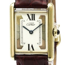 Cartier (CARTIER) Tank Vermeil Gold Plate Leather Quartz Men s Watch 590005 from