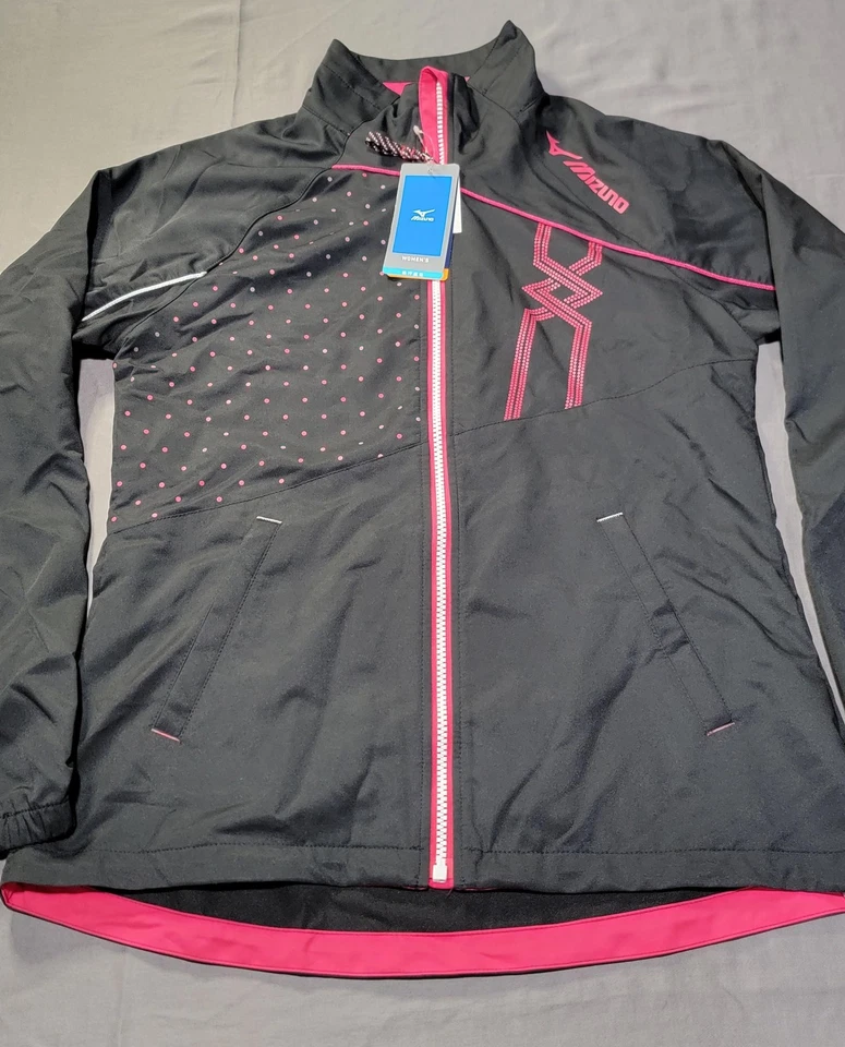 Chaqueta Mizuno Mujer Mediana Negra Rosa Cremallera Completa NXT UPF50+ Secado Rápido Japón Nueva Con Etiquetas Foto 2 de 4