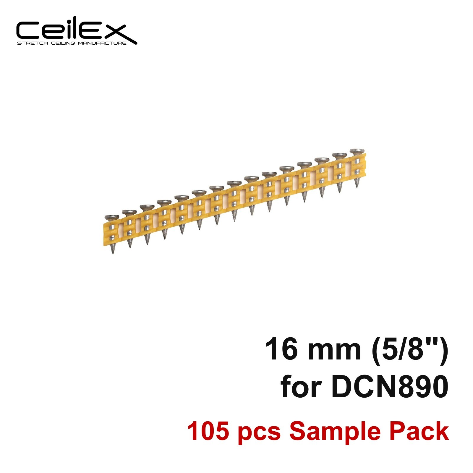105x Plastic Collated Concrete Nails 16mm 5/8" DeWalt DCN890 Sample Pack
