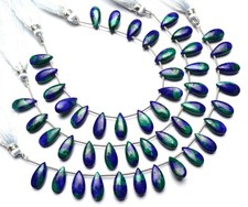 Natural Gem Azurite Malachite 15x7MM Size Smooth Pear Shape Beads 7" Strand 59Ct